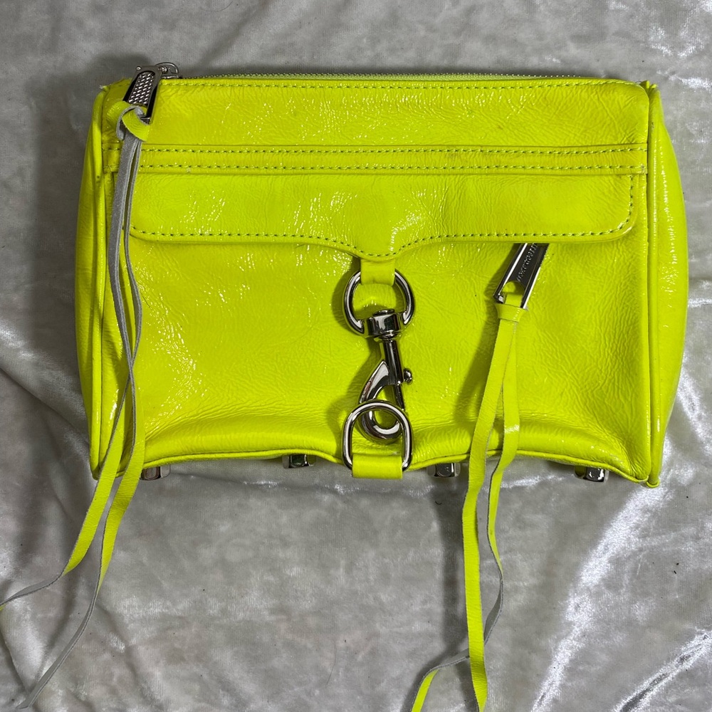 REBECCA MINKOFF NEON LEATHER CLUTCH
